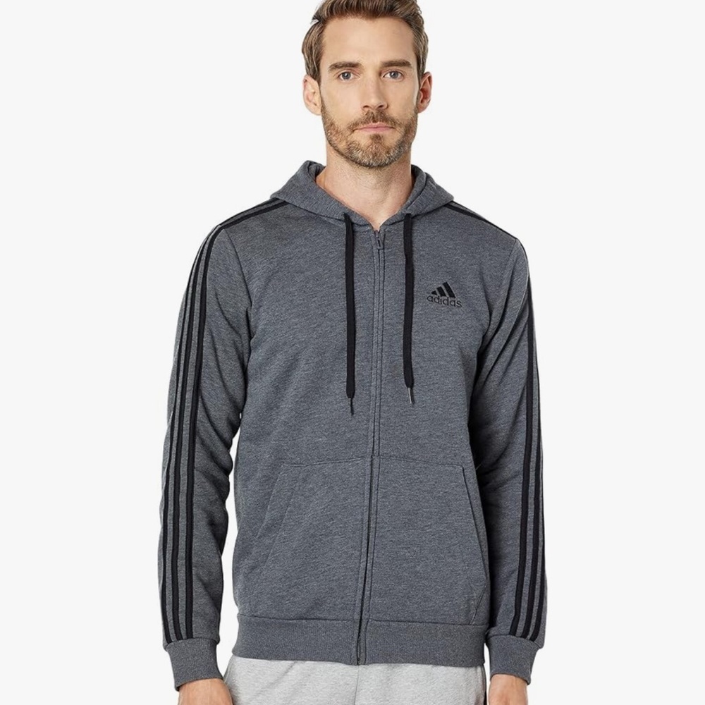 Adidas Gray The Go To Zip Up Hoodie Size Large